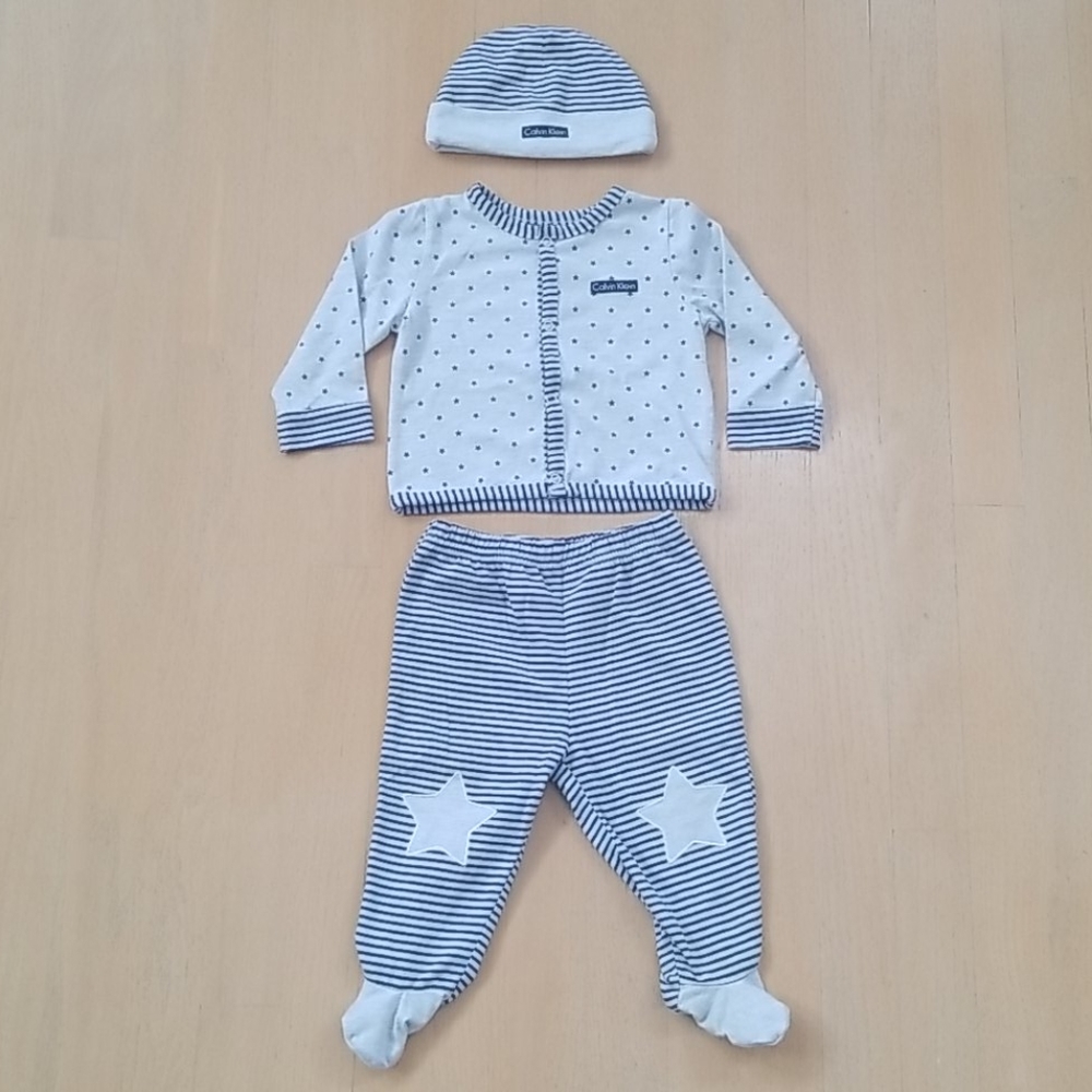 Calvin Klein Stars Stripe Cardigan Pant Hat Set
